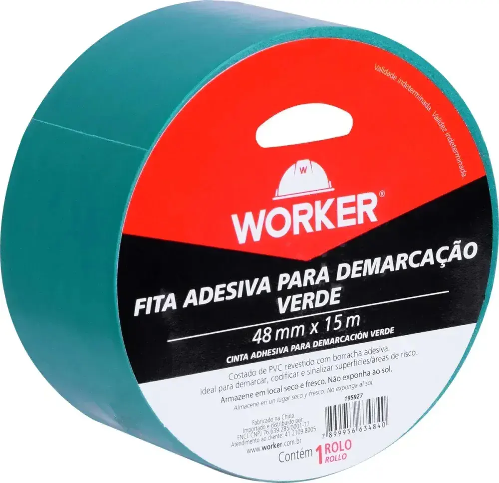 Fita adesiva para demarcação 48MMX15M verde Worker — fotografia 6
