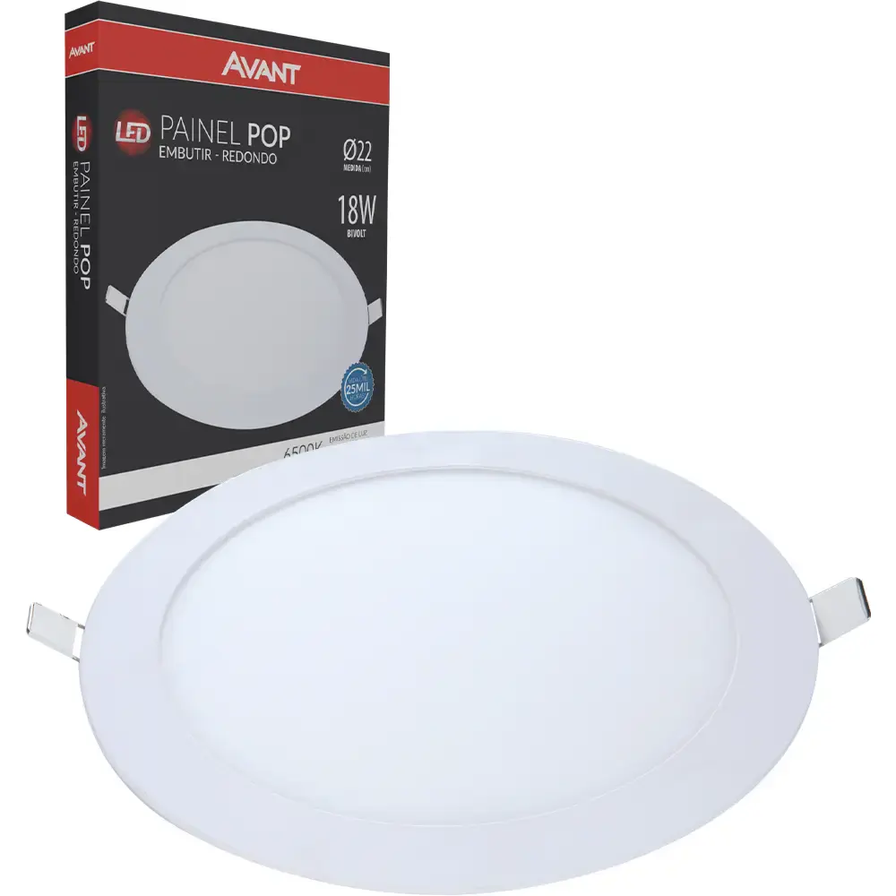 Luminária led embutir 18W plafón redondo 6500K bivolt Avant — fotografia de referência