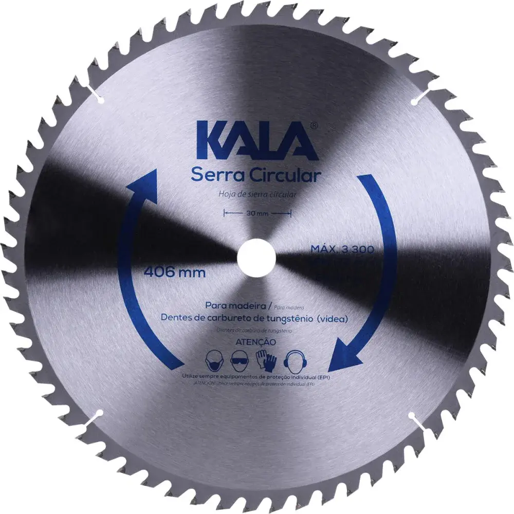 Disco serra circular 16” para madeira 24 dentes 3300RPM Kala — fotografia de referência