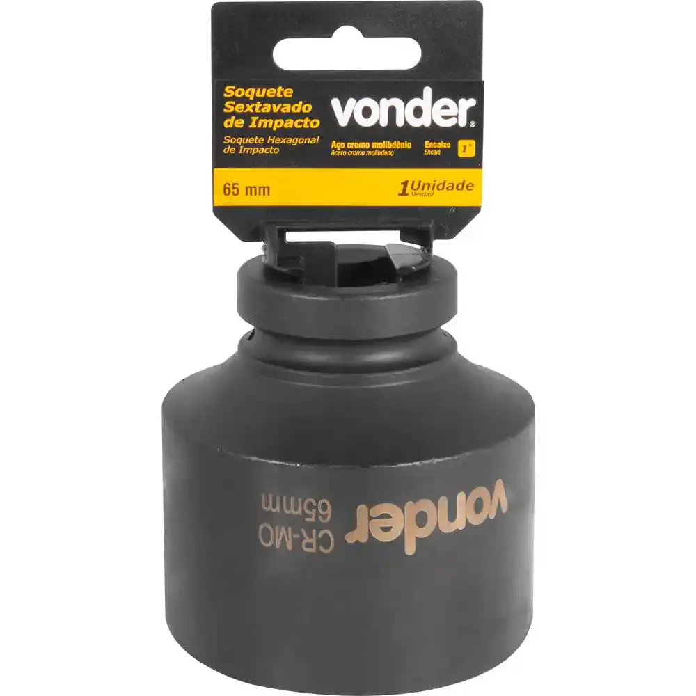 Soquete Sextavado Impacto Encaixe 1 polegada 65MM Cromado VONDER — fotografia 2