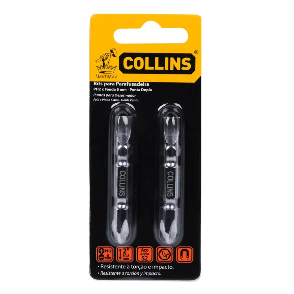Bits PH2 1/4 ponta dupla fenda e phillips 6MMX50MM Collins — fotografia 3