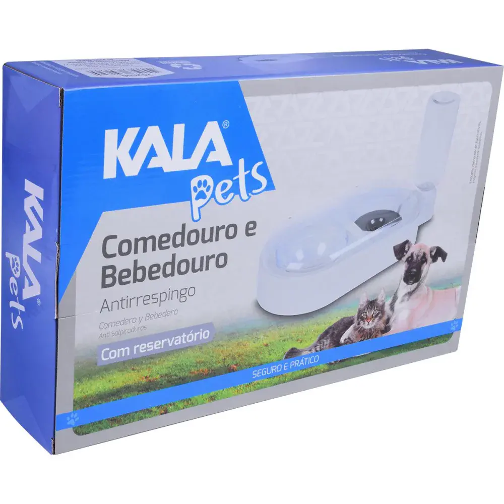 Tigela antirrespingo pets para ração e água branca 1,5L Kala — fotografia 4