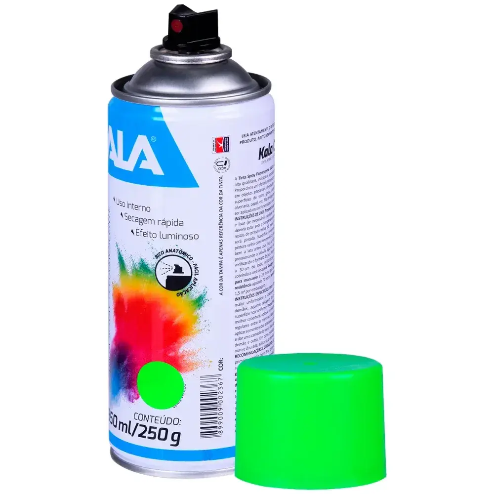 Tinta spray fluorescente verde 350ML Kala — fotografia 7