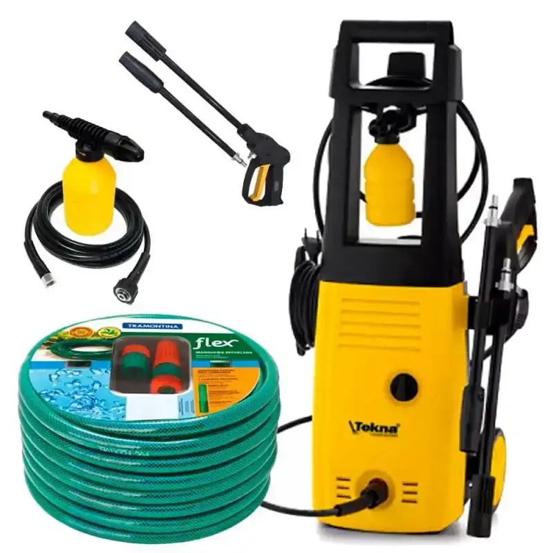 Lavadora de Alta Pressão 1400W c/ Shampoozeira, Rodas e Alça Longa HLX TEKNA + Mangueira 220 V — fotografia de referência