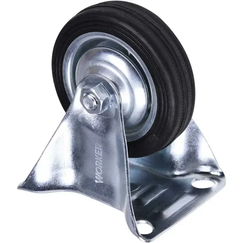 Rodízio de borracha 4 100MM fixo preto Worker — fotografia 8