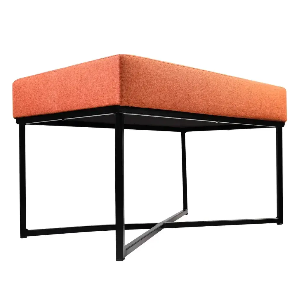 Puff retangular cor tijolo base preta 72X36X39CM bhela decor — fotografia 12