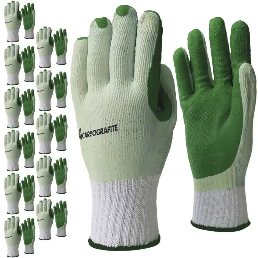 Luva de proteção industrial super grip com 12 pares Carbografite — fotografia de referência