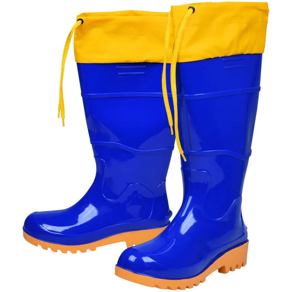 Bota pvc azul/amarela cano longo com polaina N°35 Worker