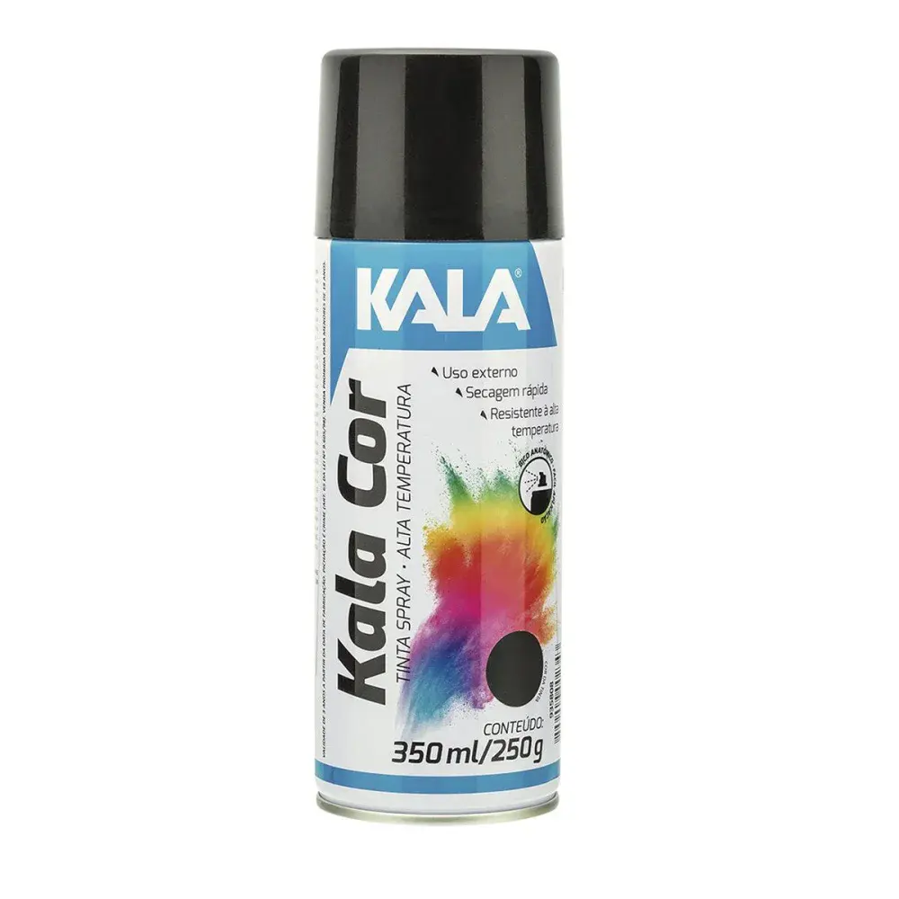 Tinta spray alta temperatura preto fosco Kala — fotografia de referência