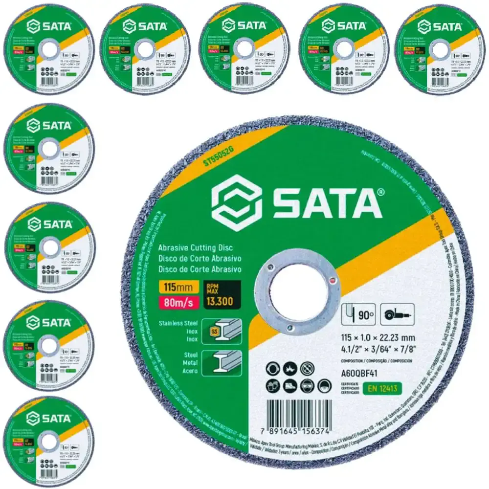 Kit 10 discos corte abrasivo de metal/inox 4.1/2 polegada x 1,0MM ST55052G Sata — fotografia de referência