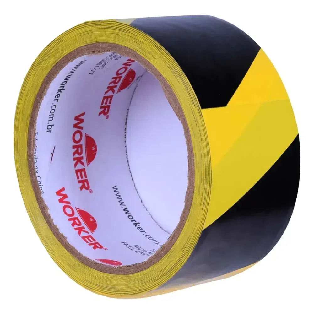 Fita adesiva para demarcação amarelo/preto 48MM 15M Worker — fotografia 9