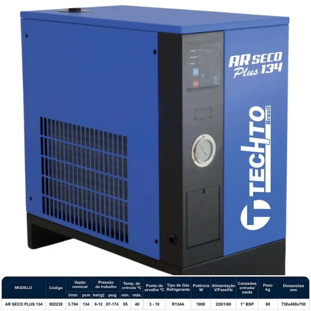 Secador de ar seco plus 134PCM 220V 3,8M³/MIN techto — fotografia 5