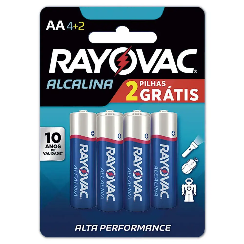 Pilha alcalina Rayovac aaa palito enc 6PÇS