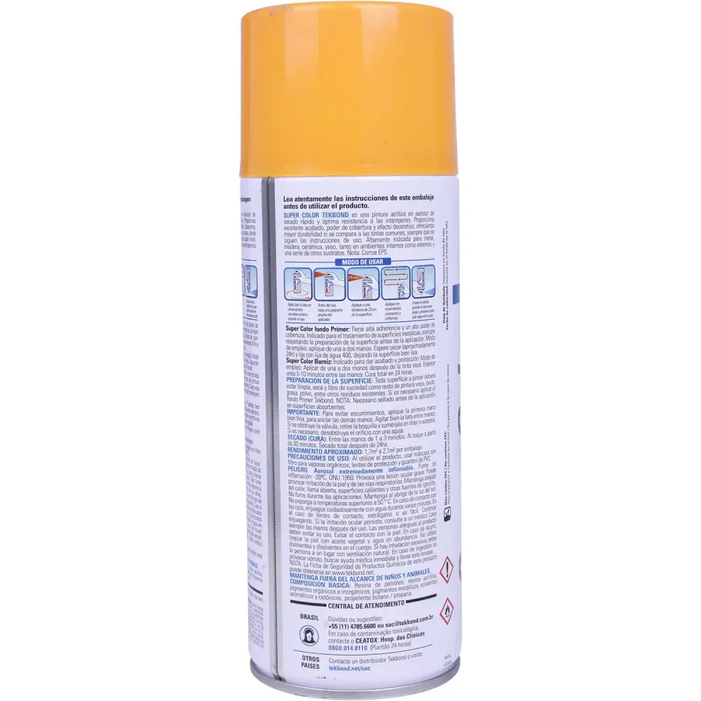 Tinta spray uso geral amarelo 350ML Tekbond — fotografia 2