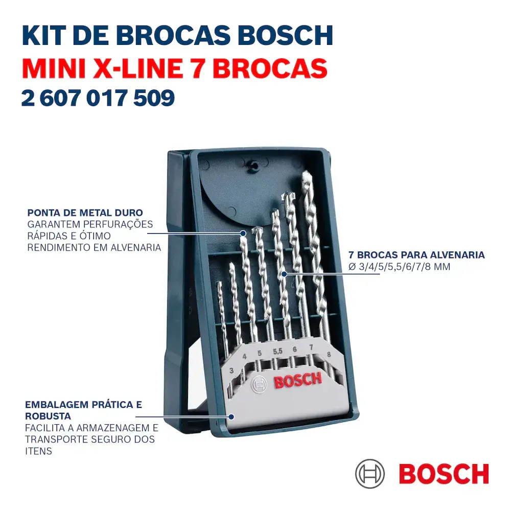 Jogo de brocas para concreto mini x-line 3-8MM com 7 peç Bosch — fotografia 11