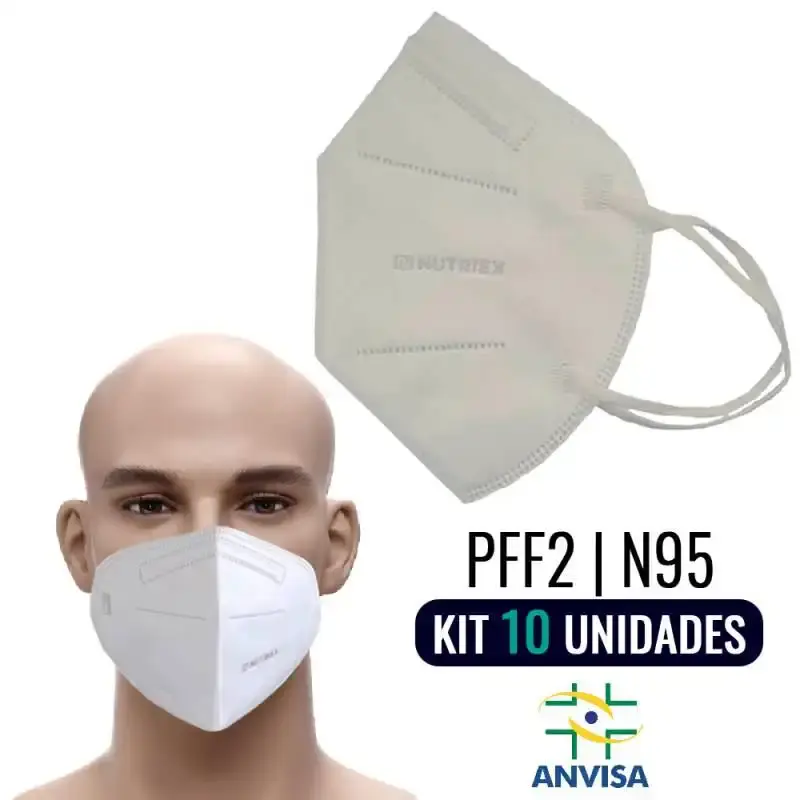 Máscara Respirador PFF2-S N95 Branco s/ Válvula Kit com 10 Unidades NUTRIEX — fotografia de referência
