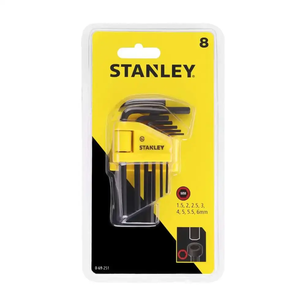 Jogo de Chave Hexagonal 0,15 a 0,6 cm 8 Peças STANLEY