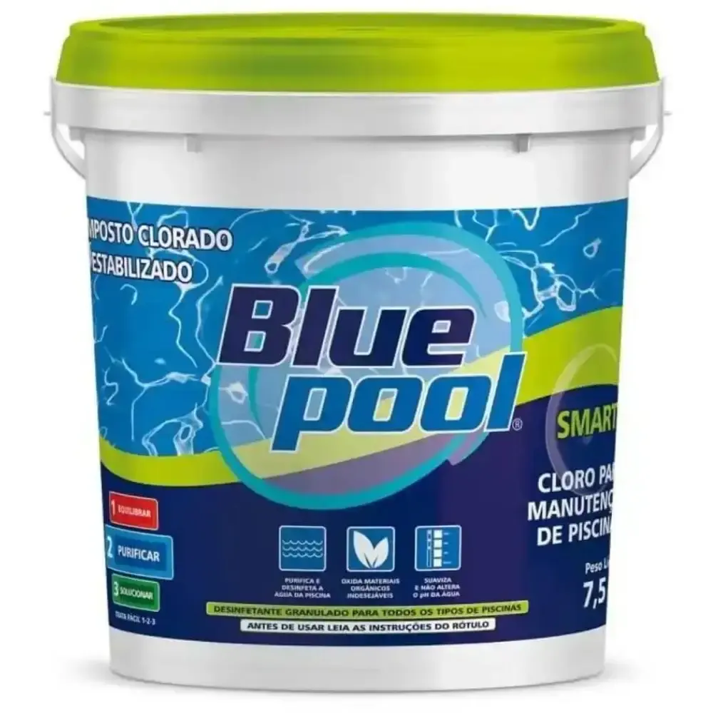 Bomba para piscina 1/2CV 32.000 litros com balde de cloro 7,5 KG Bluepool — fotografia 3