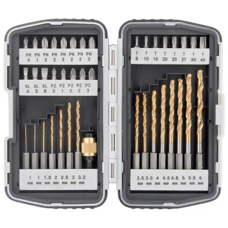 Jogo de brocas para metal de 1 à 6 MM + bits e adaptador com 40 peças MTX — fotografia de referência