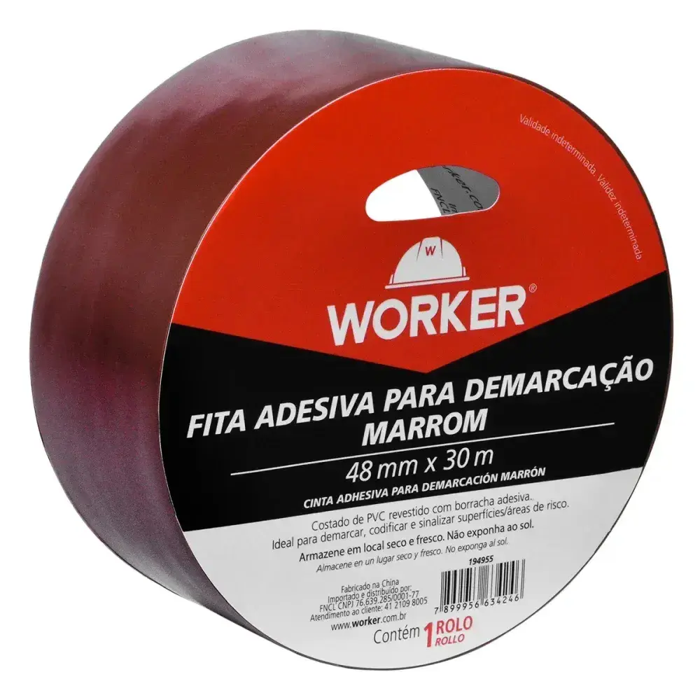 Fita adesiva para demarcação marrom 48MM x 30M Worker — fotografia 3
