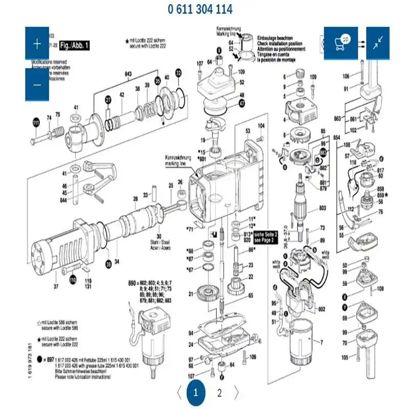 Kit de reparo para martelete GSH 27 - 1617000426 Bosch — fotografia 3