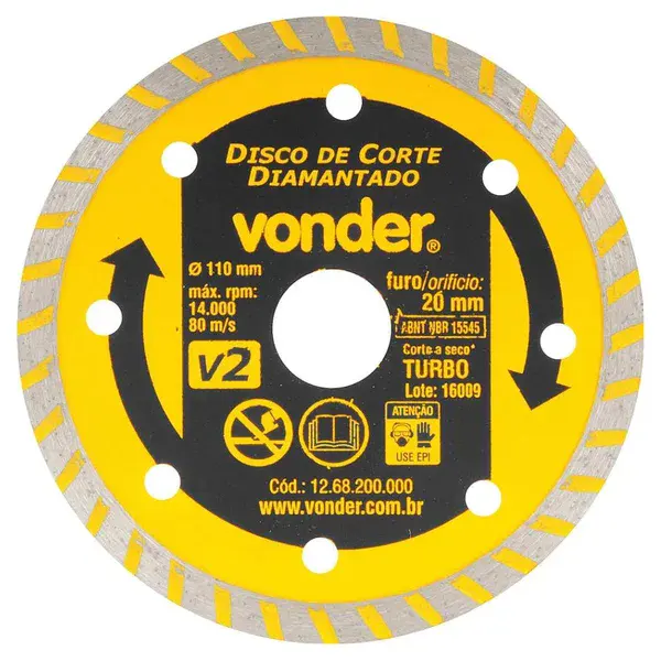 Disco de corte diamantado 110MM - Vonder — fotografia de referência