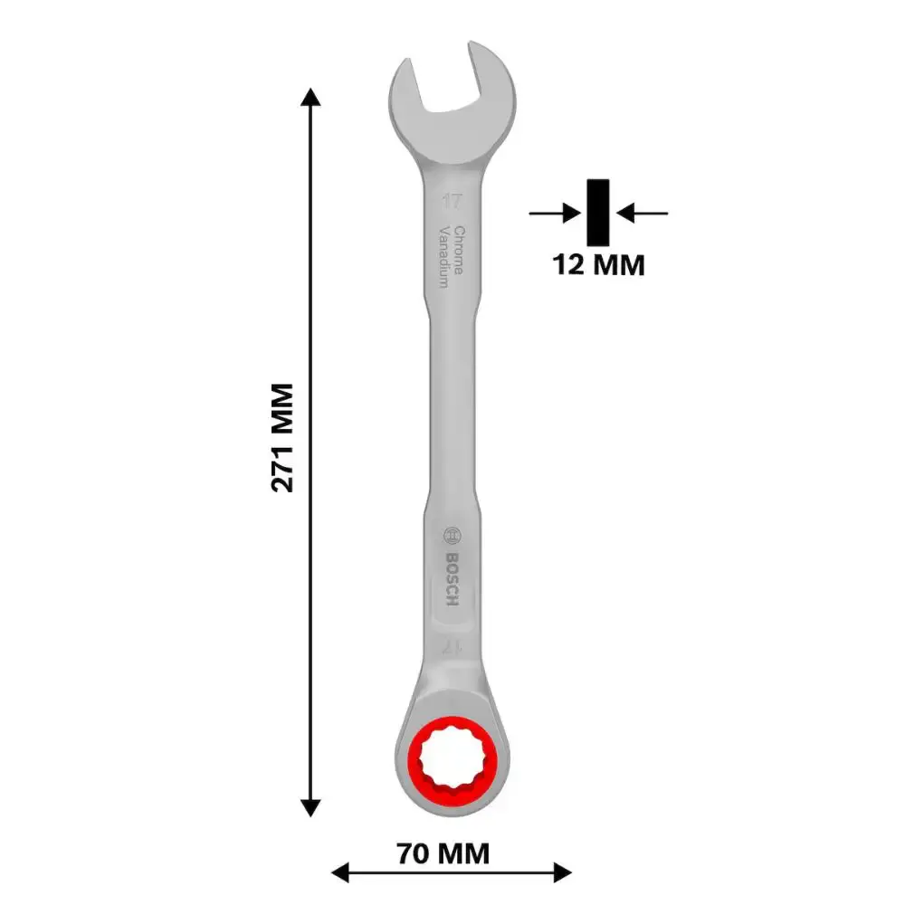 Chave catraca combinada 17MM bosch Bosch Ferramentas Manuais — fotografia 4