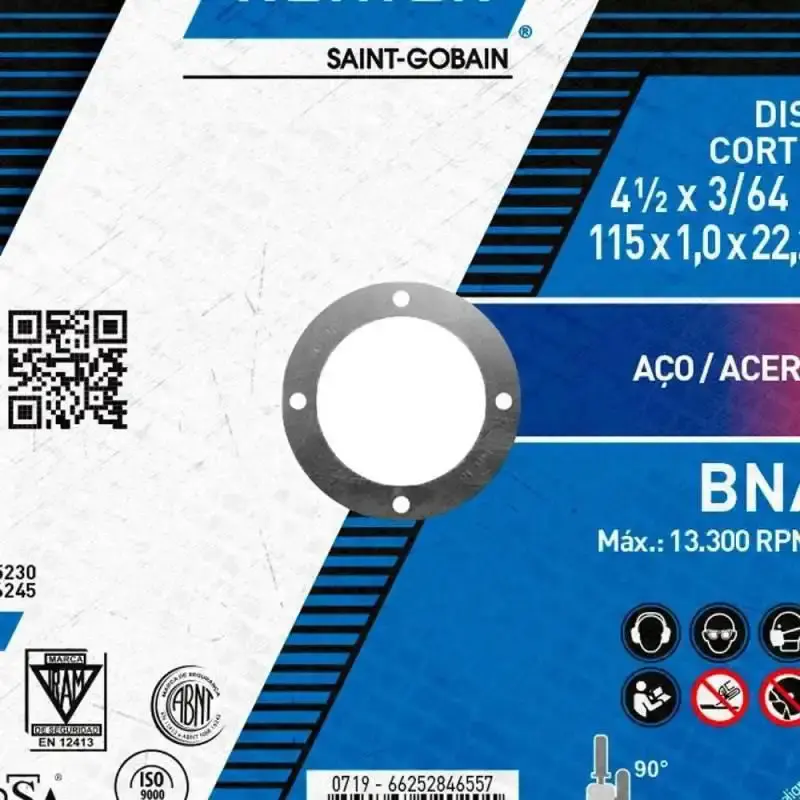 Disco de corte para metal e inox 4.1/2 POL BNA 12 kit com 10 unidades Norton — fotografia 5