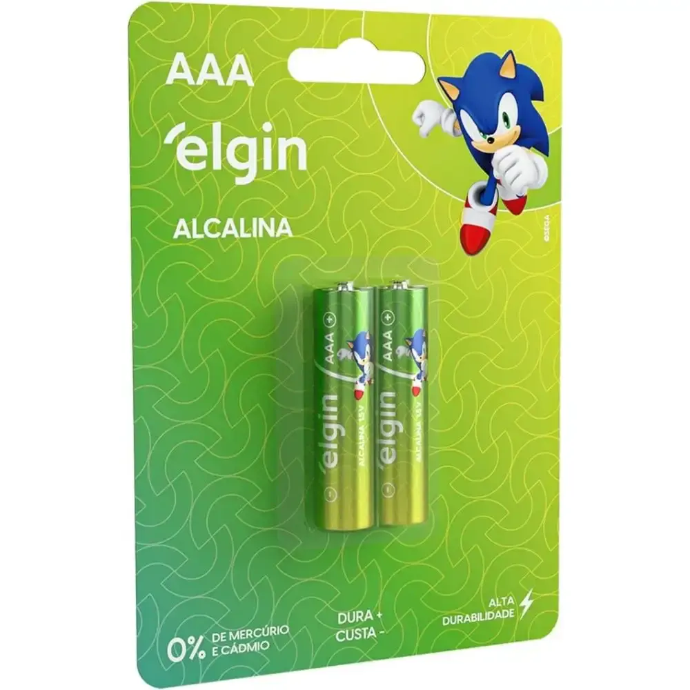 Pilha alcalina tipo palito 1,5V AAA 2 peças Elgin — fotografia de referência