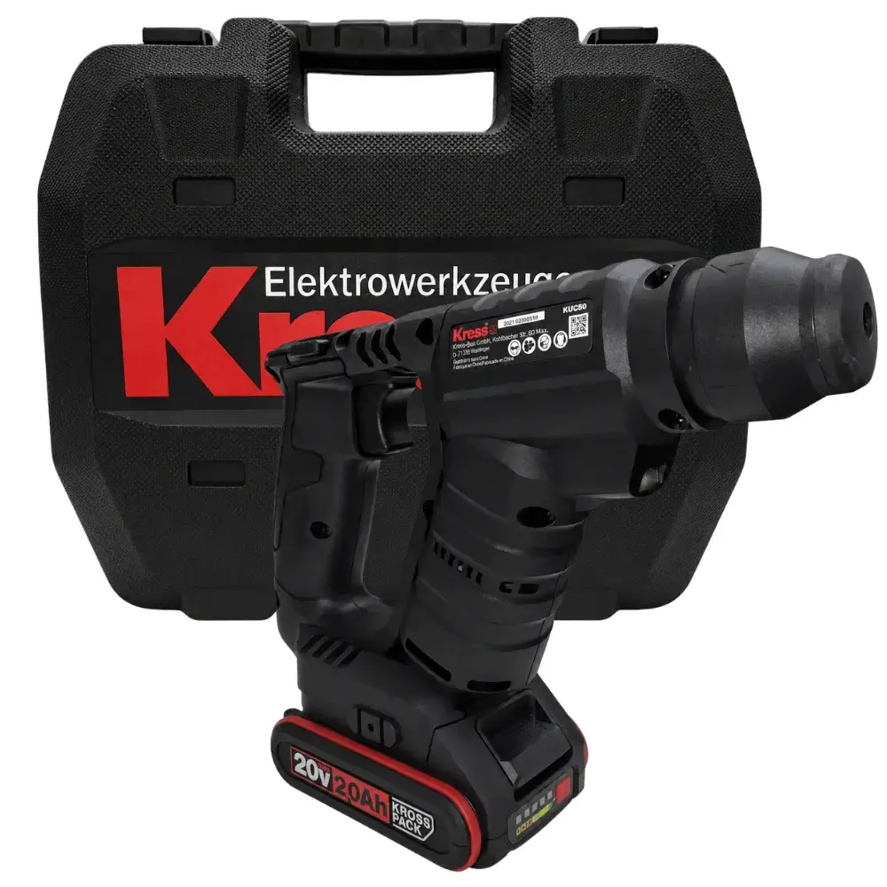 Martelete plus brushless tile pulse 20V 1,7J com 2 baterias carregador e maleta Kress — fotografia 5