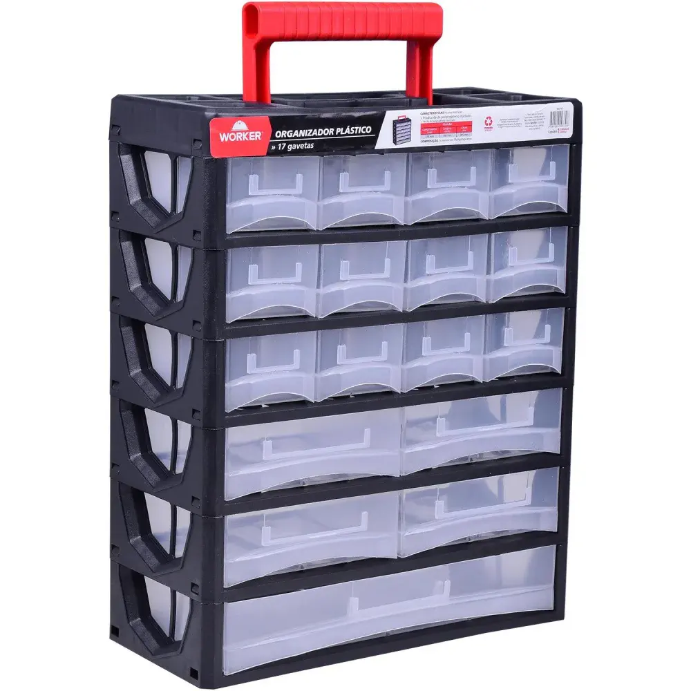 Organizador plástico 17 gavetas 31,5X14X38,5CM Worker — fotografia de referência