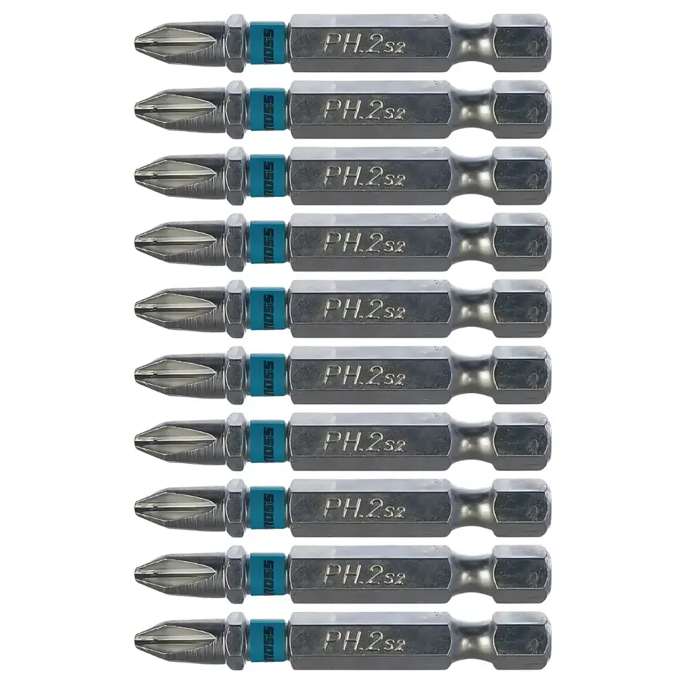 Bits Phillips 1/4 POL 50 mm PH2 com 10 Peças GROSS — fotografia de referência