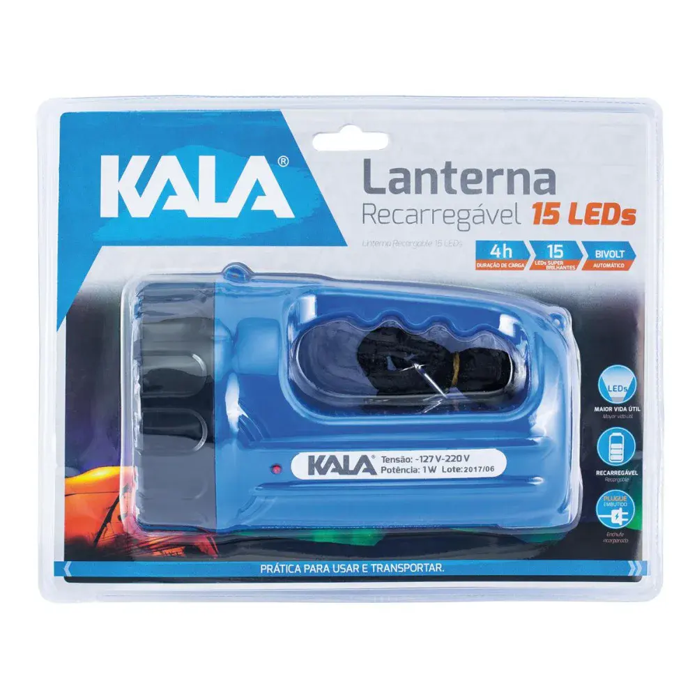 Lanterna recarregável 15 leds bivolt Kala