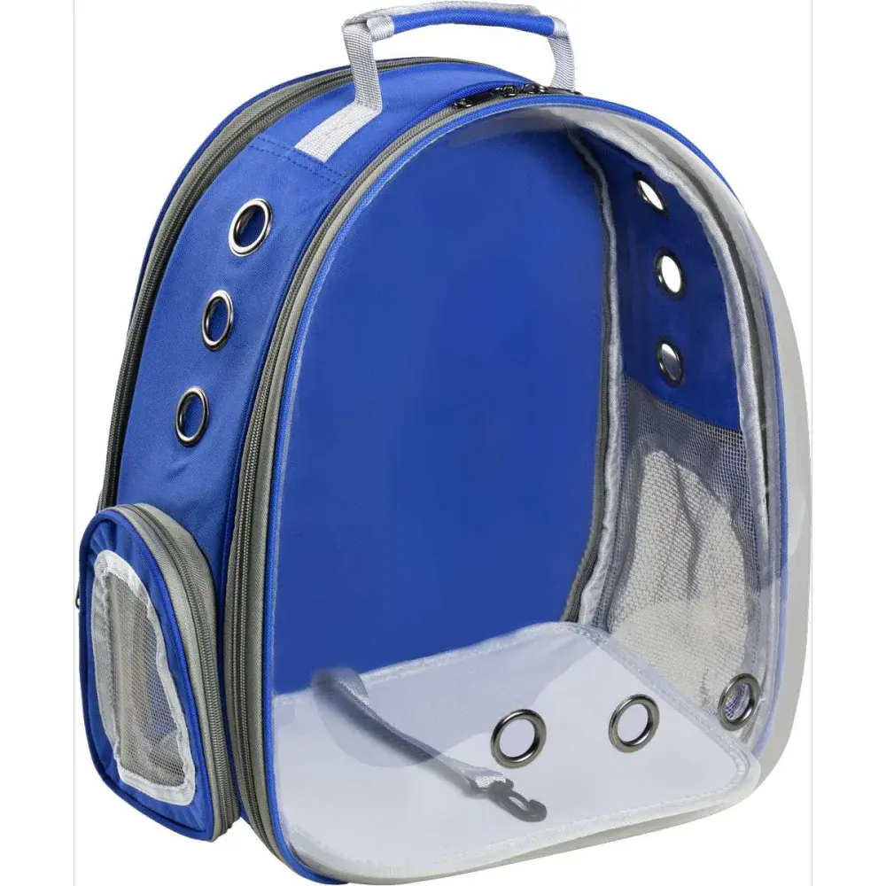 Mochila de transporte cabana expansível para pets azul da Kala — fotografia de referência