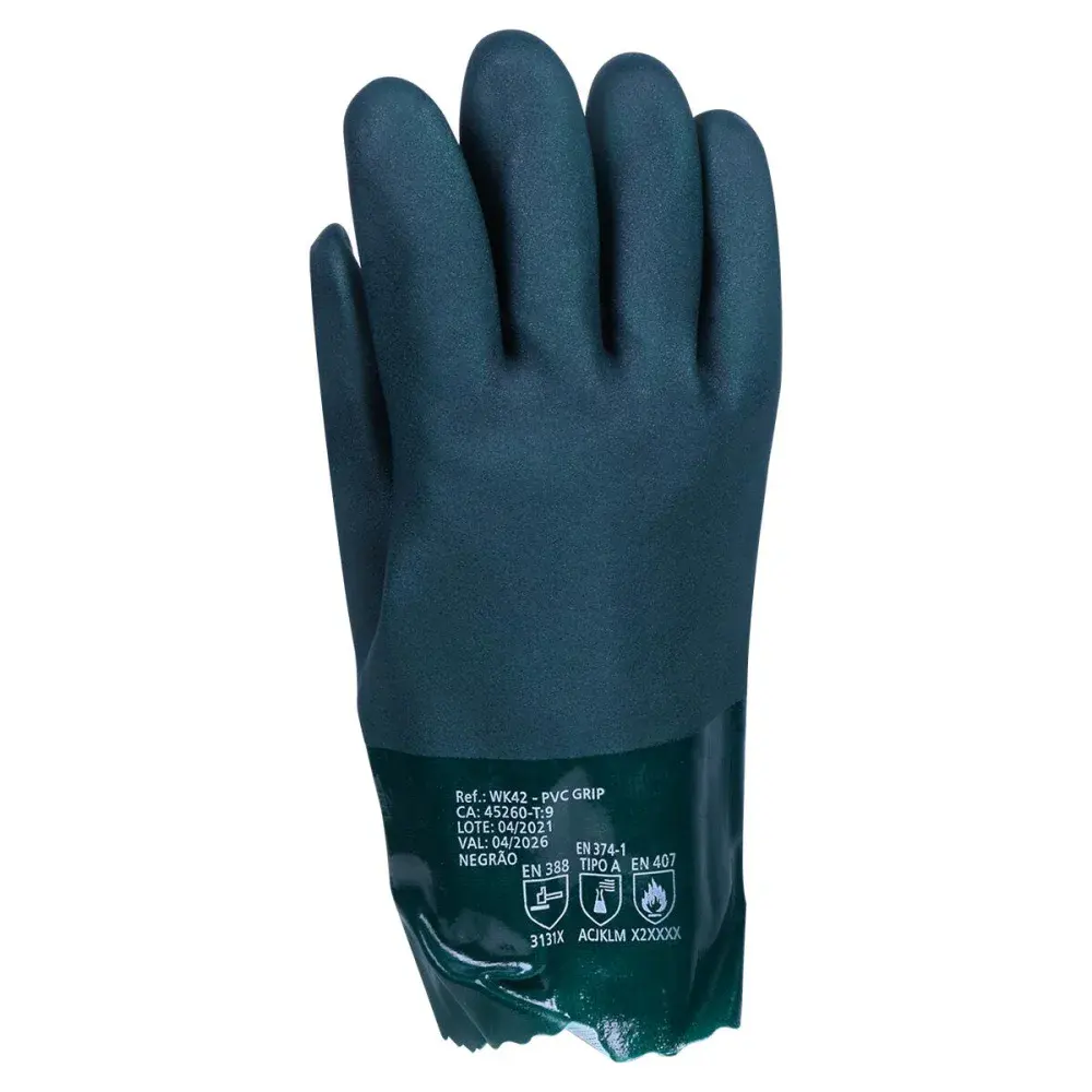 Luva de pvc com forro de poliéster 25CM g verde Worker — fotografia 4