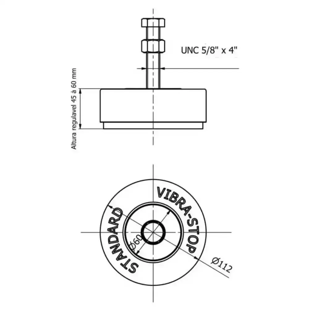 Vibra-Stop standard antivibratório 1500 KG / 6000 KG rosca 5/8 POL STD58 Vibra-Stop — fotografia 5