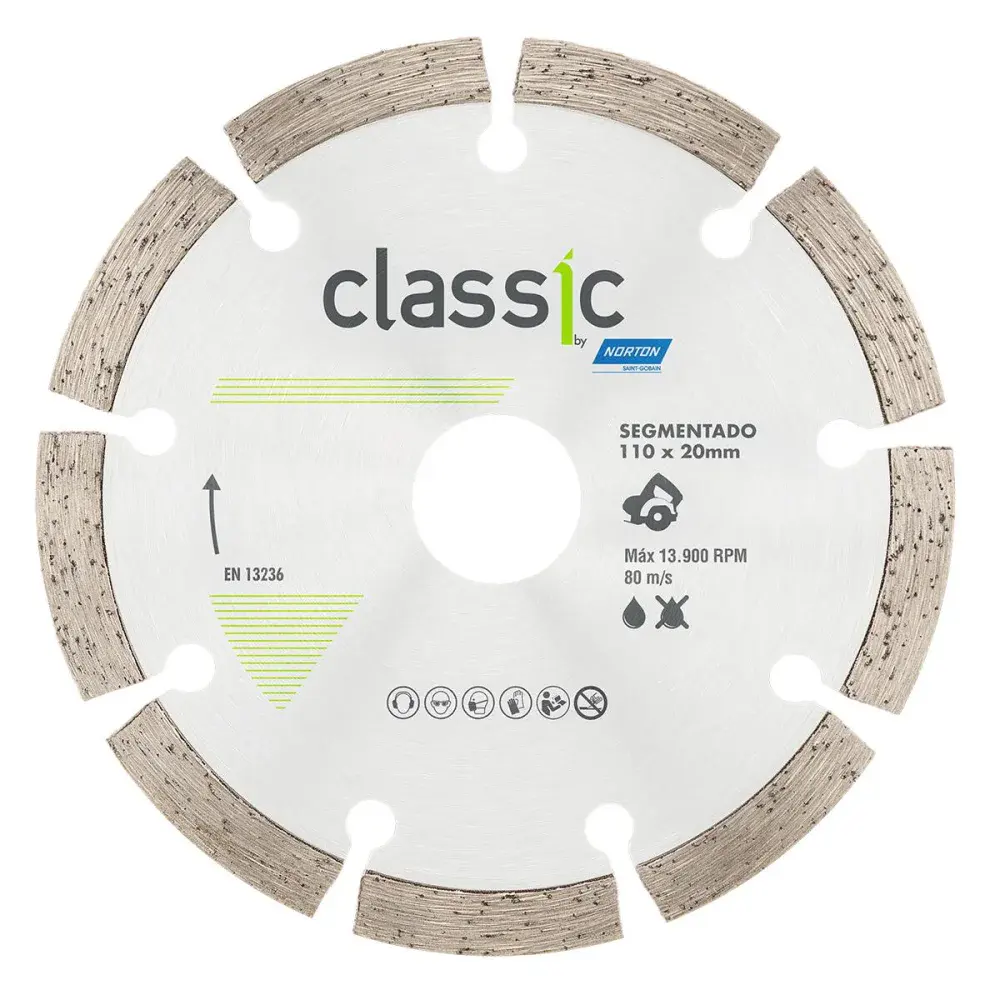 Disco diamantado classic segmento para serra mármore 110X20MM Norton