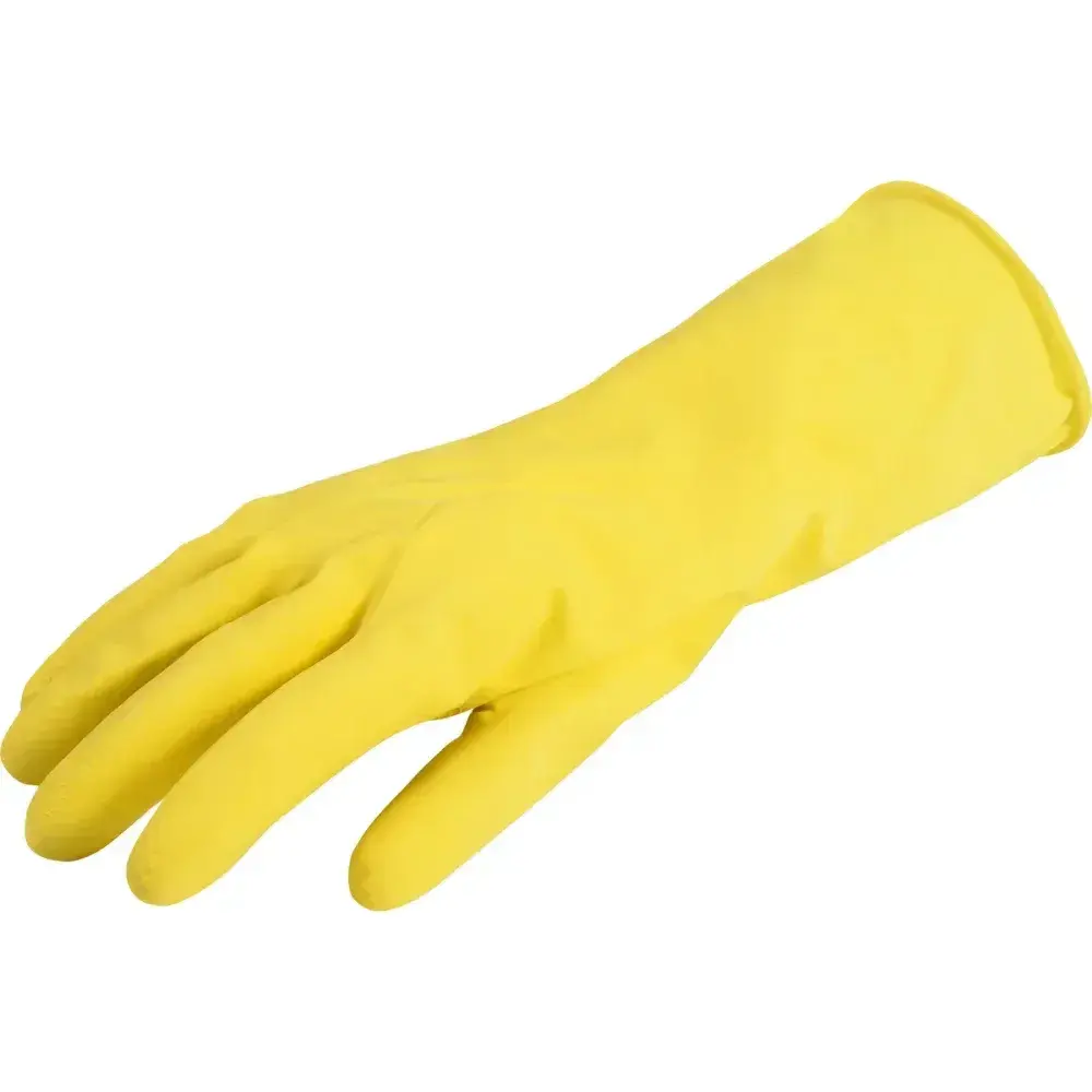 Luva de látex antiderrapante flocada amarela 9 g Worker — fotografia 4
