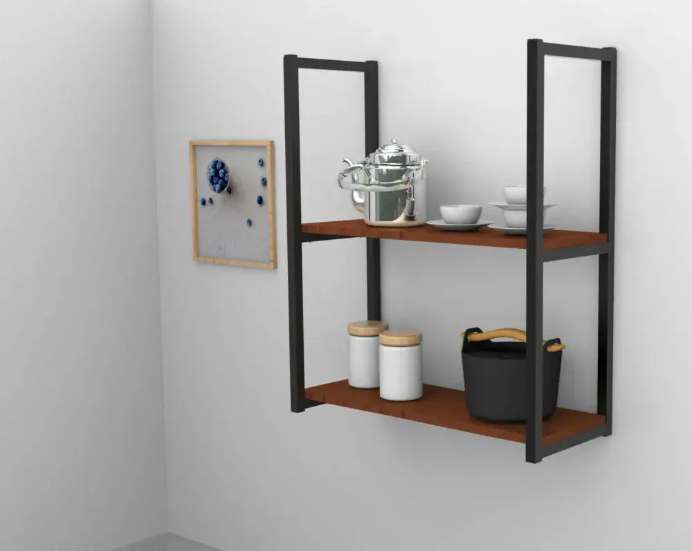 Prateleira industrial parede/teto com 2 prateleiras 60 x 20 cm avelã Brasforma