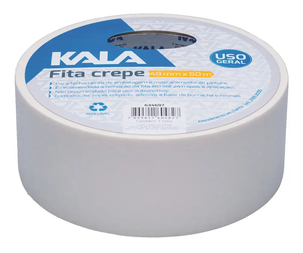 Fita crepe 48MM x 50M uso geral Kala — fotografia 8