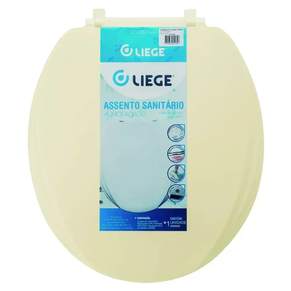 Assento sanitário almofadado de plástico bege Liege — fotografia 5