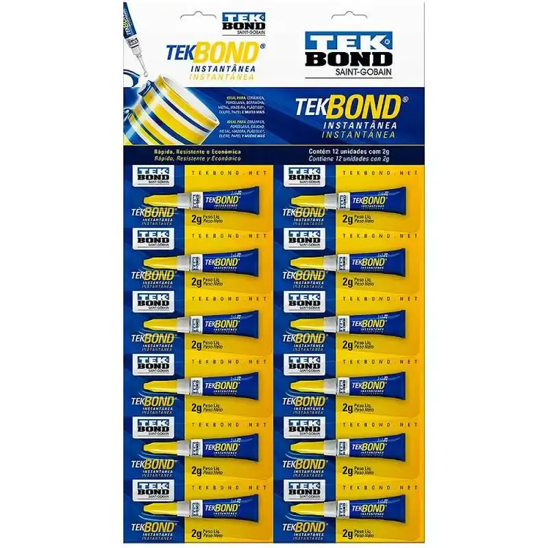 Cola instantânea 2G multiuso cartela com 12 unidades 10611000909 Tekbond