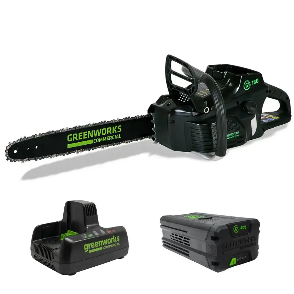 Motosserra 82V brushless sabre 18 POL + bateria 4,0AH + carregador bivolt Greenworks — fotografia de referência
