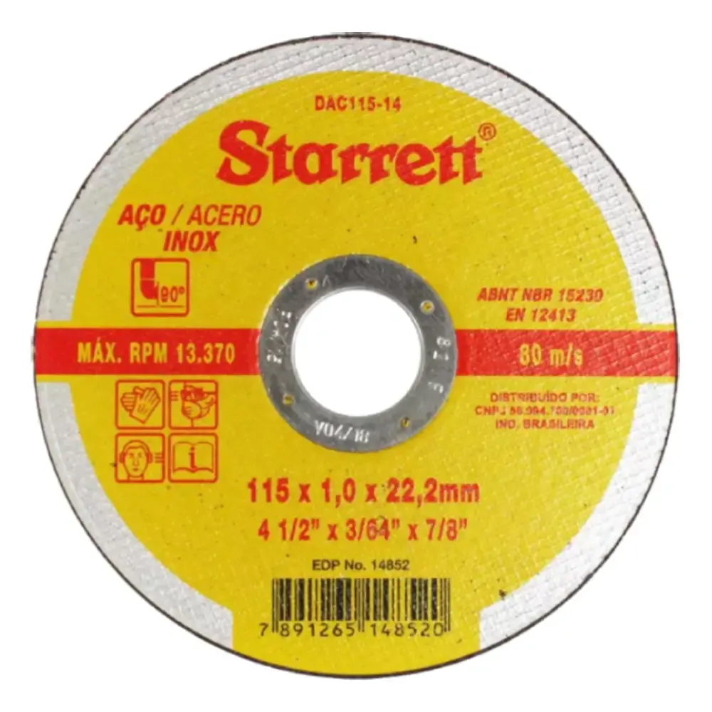 Disco de corte inox 4,5 polegadas 24 unidades DAC115-14 starret Starrett — fotografia 2