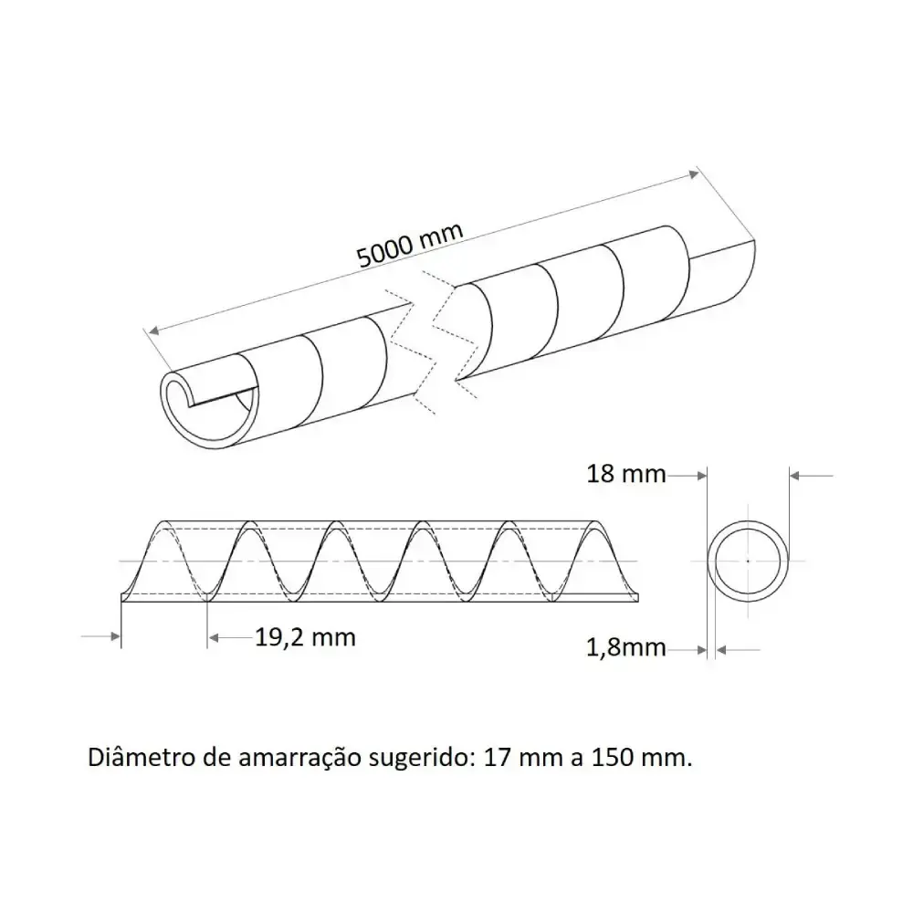 Tubo espiral organizador 1/2 POL preto 1 metro Tramontina — fotografia 5