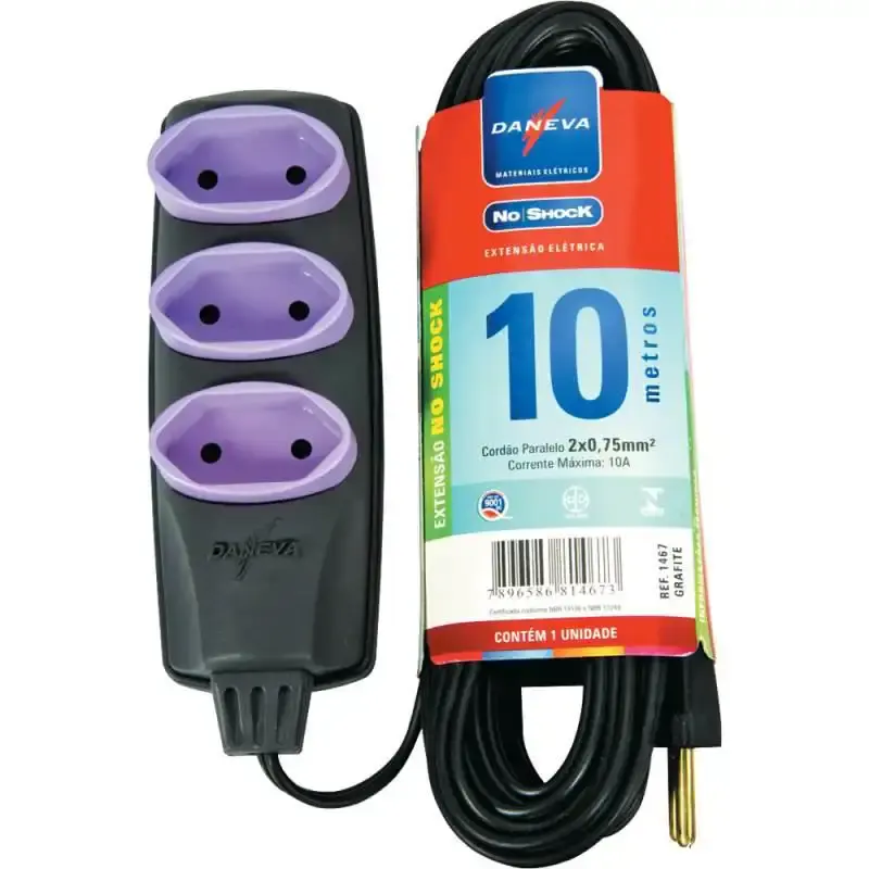 Extensão elétrica 10M cabo PP 0.75MM Daneva