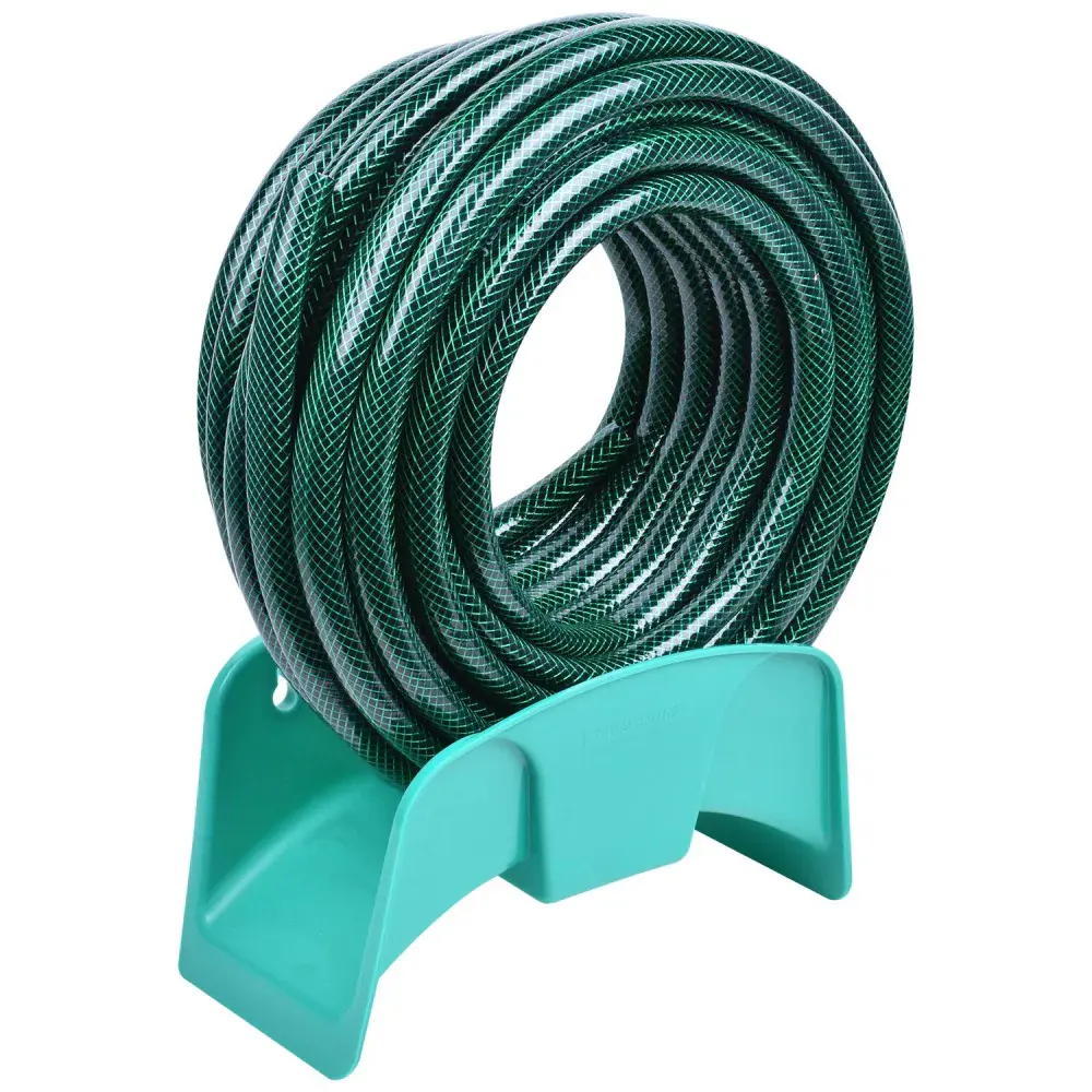 Mangueira flex em pvc verde 15M com suporte mural Tramontina — fotografia 4