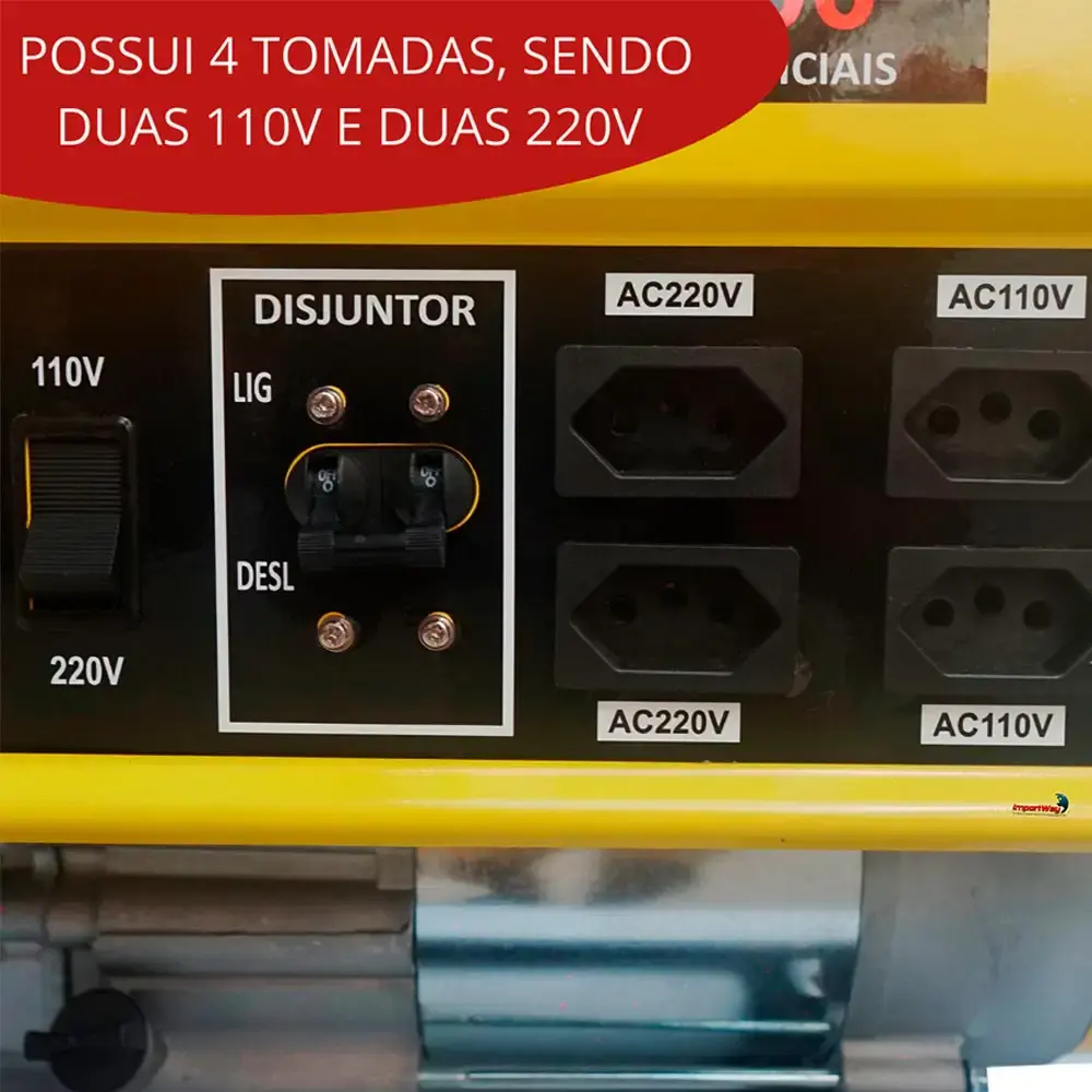 Gerador de energia à gasolina 3.0KVA 4T 3000W bivolt iwgeg ImportWay — fotografia 3