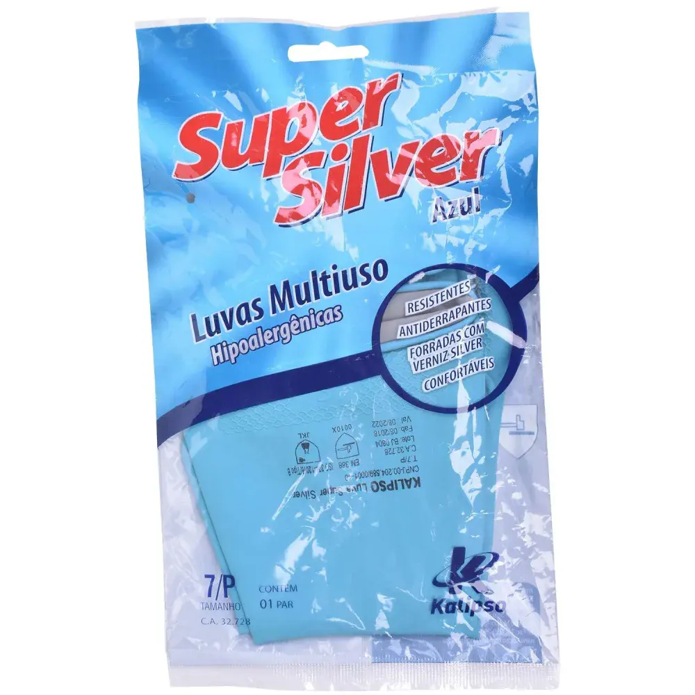 Luva latex azul com forro super silver tamanho xg Kalipso — fotografia 3
