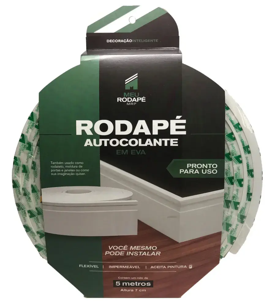 Rodapé eva autocolante 7CM x 5M branco meu rodapé — fotografia 5
